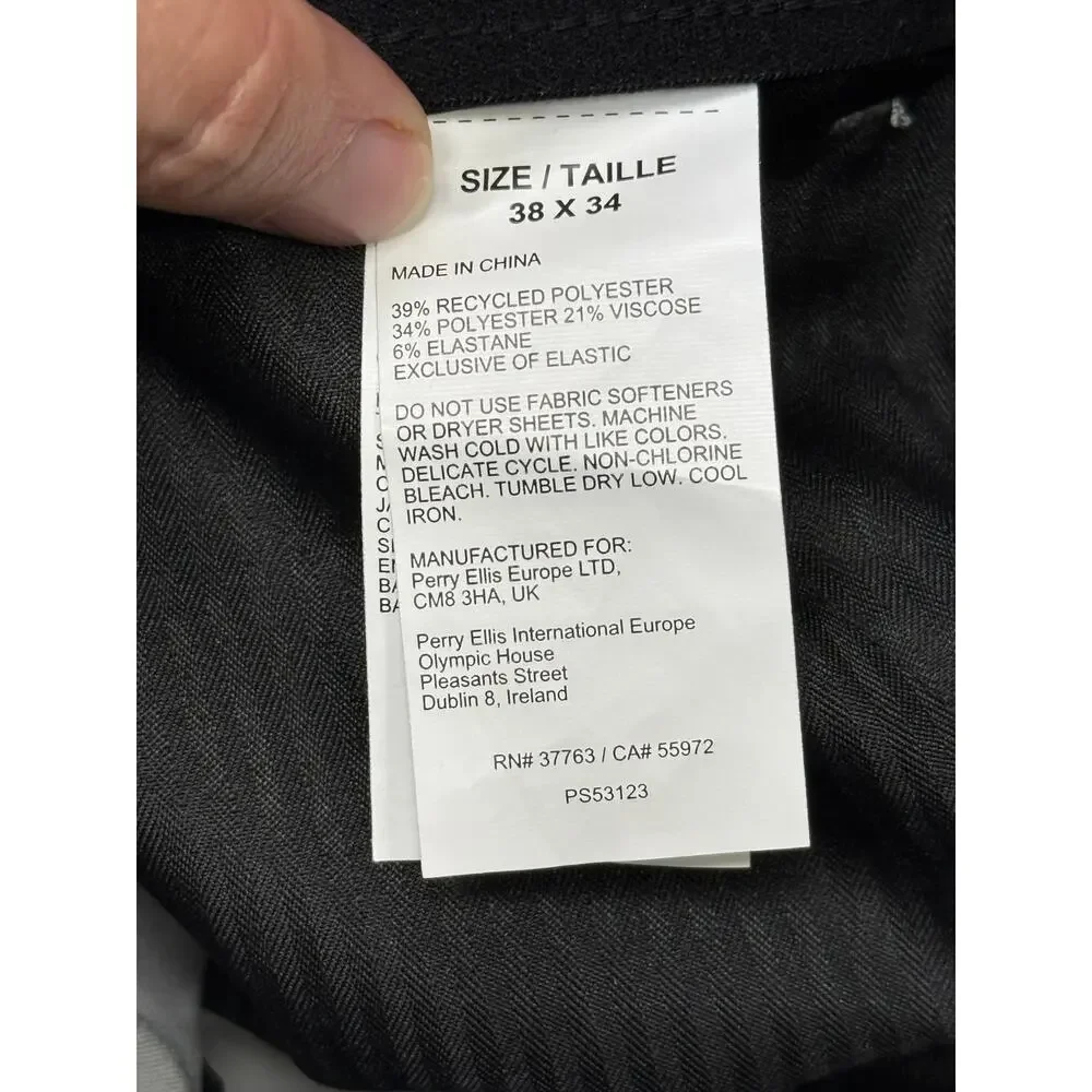 Perry Ellis Portfolio Men's Modern-Fit Stretch Pants Chiseled Stone 38x34 $95